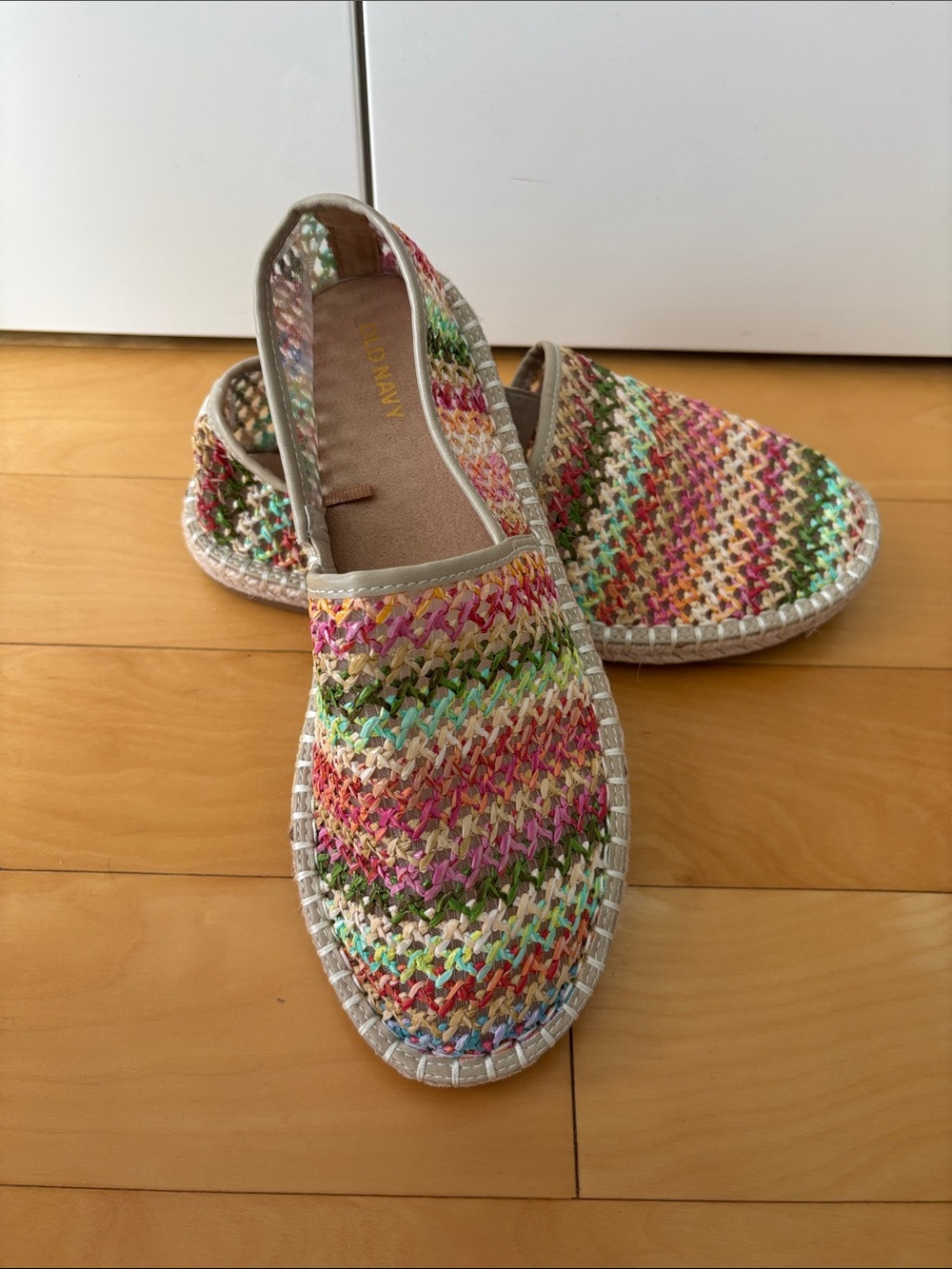 Old Navy Multicolor Woven Espadrilles - Pink Green Blue Accents
